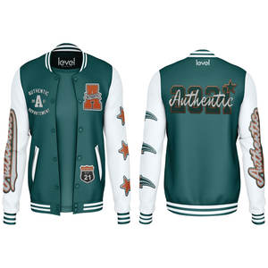 Chaqueta universitaria de chenilla de cuero PU de alta calidad para hombre, diseño Vintage de Hip Hop personalizado con decoración de patrón, respetuoso con el medio ambiente - Product Image 3
