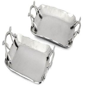 Juego de 2 bandejas de comida de decoración de mesa de diseño elegante de metal de lujo al por mayor bandeja de servicio de decoración de mesa de Calidad exclusiva - Product Image 2