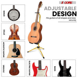 Support de Guitare 5 Cœurs Réglable sur Pied Robuste avec Support de Manche pour Guitares Acoustiques, Électriques, Classiques et Basses - Product Image 3