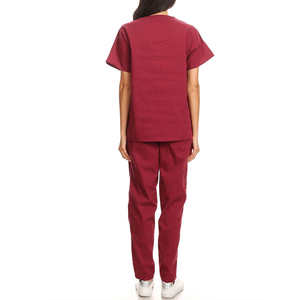 Traje médico con logotipo personalizado de Color rojo para mujer, Top de manga corta para correr, conjuntos de uniformes blancos, uniformes médicos de diseñador al por mayor - Product Image 4