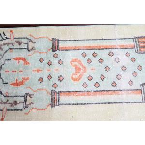 Alfombra Turca Vintage de 2x4 pies, Alfombra Pequeña, Alfombra Blanca a Cuadros - Product Image 4