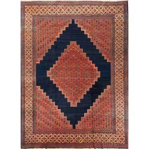 Alfombra de Lana Azul Aalam Anudada a Mano para el Hogar, Rectangular de 9x12, con Diseño de Medallón y Patrón de Rompecabezas para Pasillo, Entrada y Sala de Estar, Paem-350 - Product Image 1