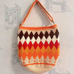 Bolso de Hombro Tejido a Crochet para Mujer, Accesorio de Moda con Diseño de Flores y Patrón de Niña, Cesta Tejida Personalizada - Product Image 4