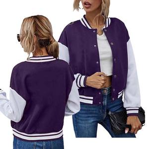 OEM personalizado Vintage College chaqueta de béisbol para las mujeres bordado estilo Letterman personalizado mangas de cuero chaquetas universitarias de las mujeres - Product Image 4