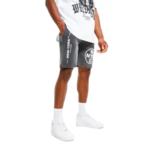 Slim Fit Overdyed Nyc Grafische Jersey Shorts Custom Katoenen Shorts Mannen Fitness Training Running Korte Mannen Gym Shorts