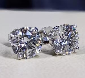 LAB GROWN Boucles d'oreilles rondes en diamant taillé en brillant Belle argent sterling F Couleur VVS Excellent cadeau pour elle pour les femmes - Product Image 3