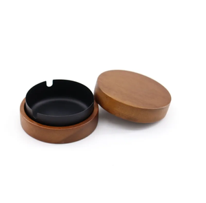 Nuevos accesorios de madera para fumar Cenicero para fumar en el hogar y la Oficina Cenicero para cigarrillos a prueba de viento de acero y madera - Product Image 5