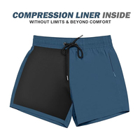 Shorts de Baño para Hombre, Personalizados, de Lona de Algodón, Secado Rápido, Transpirables, Cintura Media, 120g, con Forro de Compresión, Entrepierna de 5 Pulgadas, con Cordón Ajustable