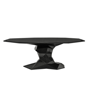 Modern Bonsai Black Dining <b>Table</b> Extendable Design Resin Top Stable Assembled Mahogany Sintered Stone Material for Home Bar Use - Product Image 1