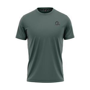 T-shirt à manches courtes vert foncé pour homme avec logo sur le devant, coupe classique, en polyester tricoté, col rond. - Product Image 1