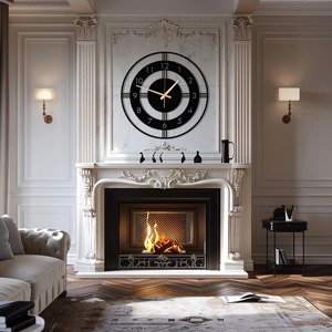 Premium Round Black Metal Wall Clock With Artistic Detailing Perfect Accent For Bedrooms Living Rooms <b>Kitchens</b> And Office Walls - Product Image 2