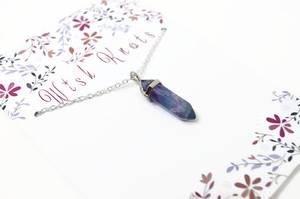 Colgante de punto de piedra preciosa de fluorita arcoíris Natural, collar hecho a mano, joyería de cristal curativo, regalo espiritual - Product Image 2