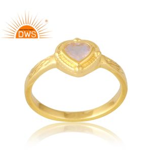 Anillo de piedras preciosas de cuarzo rosa natural chapado en oro de 18 quilates de Plata de Ley 925, fabricante de joyería fina Demi - Product Image 1