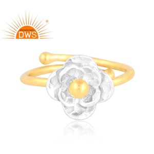 Último diseño hecho a mano 18K chapado en oro diseño floral anillo apilable Demi joyería fina para mujer regalo para ella - Product Image 3