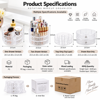 Organizer Penyimpanan Makeup Putar Transparan Grosir untuk Meja dan Meja Rias, Rak Display Botol Kosmetik untuk Aksesoris Kecantikan