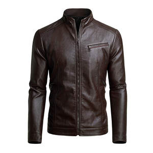 Chaqueta de Cuero Genuino de Alta Calidad para Hombre, Abrigo de Motociclista de Invierno con Cremallera, Fabricante de Fábrica al por Mayor con Logotipo Personalizado OEM ODM - Product Image 1
