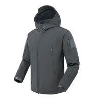 Veste Softshell Homme Écologique Séchage Rapide Effet Peau de Requin Coupe-Vent Imperméable à Capuche Col Montant Fermeture Éclair Respirante