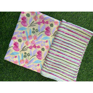 เสื้อพิมพ์ลายดอกไม้สีชมพูผ้าฝ้ายแท้ Size-SHKSS1024ฟรี - Product Image 1