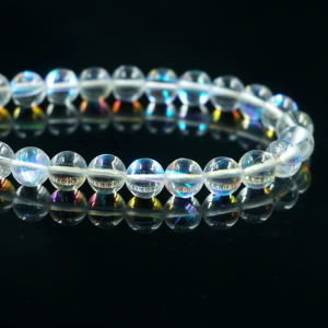 Venta caliente Mystic Quartz Beads Strand Flashy White Rainbow Crystal Stone Fire Aura Cuentas sueltas para joyería - Product Image 3