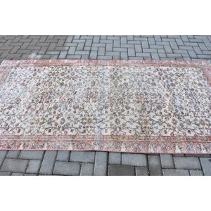 3.9x8.5 ft Turkish Rug, Vintage Rug, <b>Red</b> Plants & trees <b>Wool</b> Rug - Product Image 3
