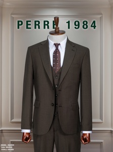 Costume d'affaires bleu marine pour homme, simple boutonnage, col à revers, coupe droite, infroissable, mélange de laine, tenue formelle - Product Image 2