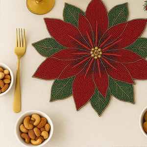 Chargeur perlé de luxe fait main pour manger un décor de vacances unique; pour napperon perlé de pendaison de crémaillère - Product Image 1