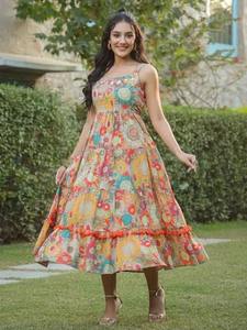 Vestido bohemio de algodón con estampado de bloque a mano indio, ropa informal de verano Floral, estilo dulce hecho a mano, regalo perfecto Natural para ella - Product Image 3