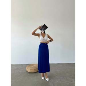 Satin for Scuba Flared <b>Skirt</b> with <b>Elastic</b> Waist-Scuba Flared Satin <b>Skirt</b> - Product Image 3