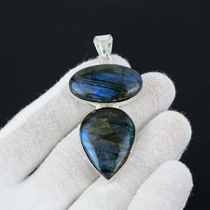 Colgante de joyería de plata de ley 925 hecho a mano, piedra preciosa labradorita de fuego ovalada Natural, abalorio de lujo único, regalos de boda - Product Image 1