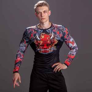 T-shirt de sport extensible à séchage rapide pour homme, manches longues, rashguard, compression sublimée, manches courtes, tissu de maillot de bain - Product Image 3