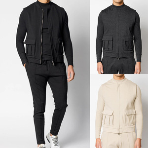 Ensemble de survêtement sportif personnalisé de qualité supérieure, survêtement de course pour hommes, survêtement de sport décontracté, vestes sans manches, costume trois pièces pour hommes - Product Image 1