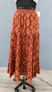 Robe longue bohème décontractée pour femmes, style bohème, jupe maxi en coton à imprimé naturel réglable, cordon de serrage, à volants, écologique - Product Image 3