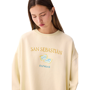 Vente en gros design personnalisé hiver femmes sweats pull à manches longues avant Logo doux confortable 100% coton tissu - Product Image 1