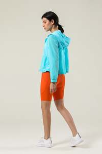 Sweat à capuche froncé à fermeture éclair pour femmes, protection UV, anti-rides et respirant, dernière collection blanchie Aqua - Product Image 2