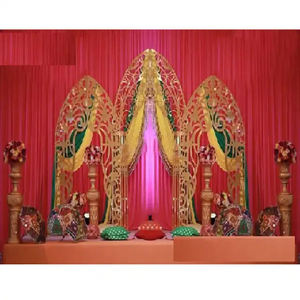 แผงโลหะฉากหลังสำหรับพิธีมอบกำไลข้อมือสุดหรูแผงเลเซอร์คัทสไตล์อินเดียกรอบโลหะแบบเซลส์ยืน - Product Image 1