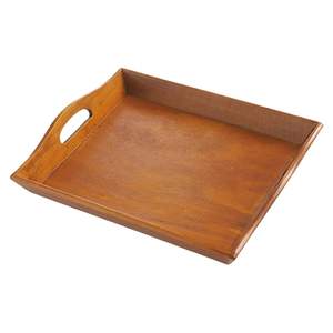 Plateau rectangulaire en bois artisanal avec poignées latérales pour servir les aliments, les boissons, le petit-déjeuner, la vaisselle, usage domestique rustique - Product Image 5