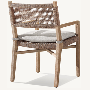 Chaise individuelle en vente chaude avec accoudoirs en bois de teck avec des accents en rotin, style moderne simple, adaptée à une utilisation en extérieur - Product Image 5