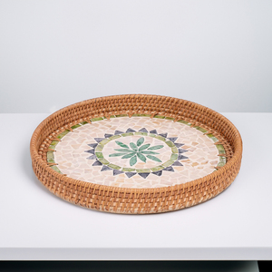 Bandeja de Servicio de Lujo Hecha a Mano, Elegante y Decorativa con Incrustaciones de Nácar de Vietnam, Diseño Geométrico, Ecológica y Personalizable para Hotel - Product Image 5