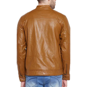 Veste en cuir personnalisée de style streetwear tendance, col montant, logo sur le devant, design personnalisé de qualité pour hommes, prix abordable - Product Image 5