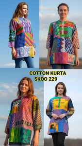 À la mode Boho coton Patch Kurta robe pour femmes Style doux Midi longueur avec bouton décoration haute qualité exportation tissu - Product Image 5