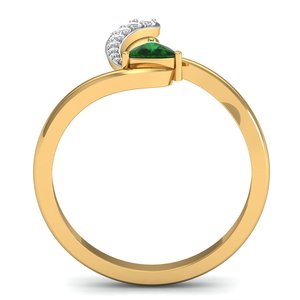 Bague en laiton plaqué or 18 carats avec zircon vert feuille tourbillonnante style bohème, minimaliste et délicate, vente en gros pour femmes - Product Image 5