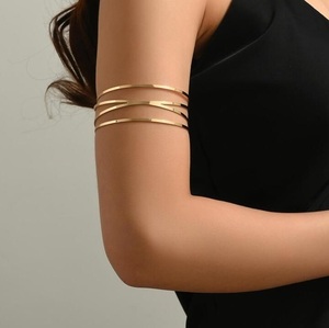 China Modern Antique Traditional Sculpture Inspired Open Cuff Gold-Plated Polished Customizable Metal Bangle - Product Image 1