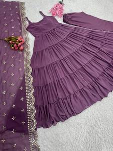 Belle robe de soirée Anarkali en fausse georgette avec Dupatta - Product Image 3