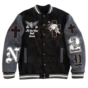 Easy To Wear Eco Friendly Loose Fit Varsity <b>Jacket</b> For <b>Men</b> Color Block <b>Letter</b> Print Streetwear College Baseball Varsity <b>Jackets</b> - Product Image 2