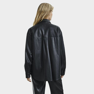 เสื้อเชิ้ตหนังติดกระดุมผู้หญิง ขายส่ง ระบายอากาศได้ดี แขนยาว สไตล์วินเทจ คุณภาพสูง สีพื้น เรียบง่าย แฟชั่นสตรีทแวร์ เสื้อนอกทันสมัย - Product Image 2