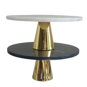 แท่นวางเค้กหินอ่อนพร้อมฐานทองเหลืองสีต่างๆสำหรับวันเกิดและงานแต่งงาน - Product Image 6