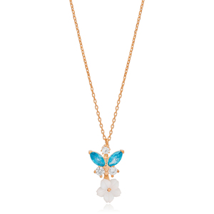 Collier à breloque en argent Sterling 925, aigue-marine en Zircon, fleur, pendentif, Collection de bijoux d'été - Product Image 6