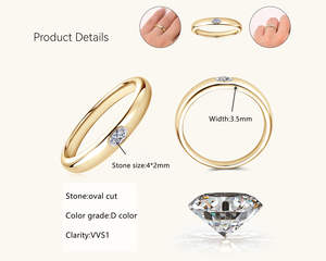 Anillo de Compromiso de Plata de Ley 925 con Moissanita de Corte Ovalado Real, Engaste de Bisel, Anillo de Boda Ancho y Grueso, Anillo de Sello con Cúpula, Regalo para Mujer, Fiesta - Product Image 6