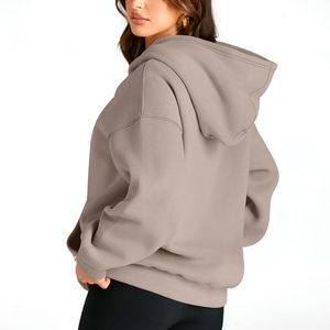 Sudaderas con capucha en blanco de gran tamaño de calidad superior para mujer, Jersey ligero con hombros caídos, estilo Quickdry, logotipo personalizado - Product Image 3