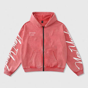 Hommes réguliers et femmes Pinky Shade Logo personnalisé casual manches longues et épaule tombante poches latérales sweat à capuche zippé pour hommes - Product Image 1